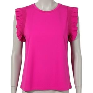 The Impeccable Pig Ruffle Sleeveless Top‎ Hot Pink Women's Size Medium